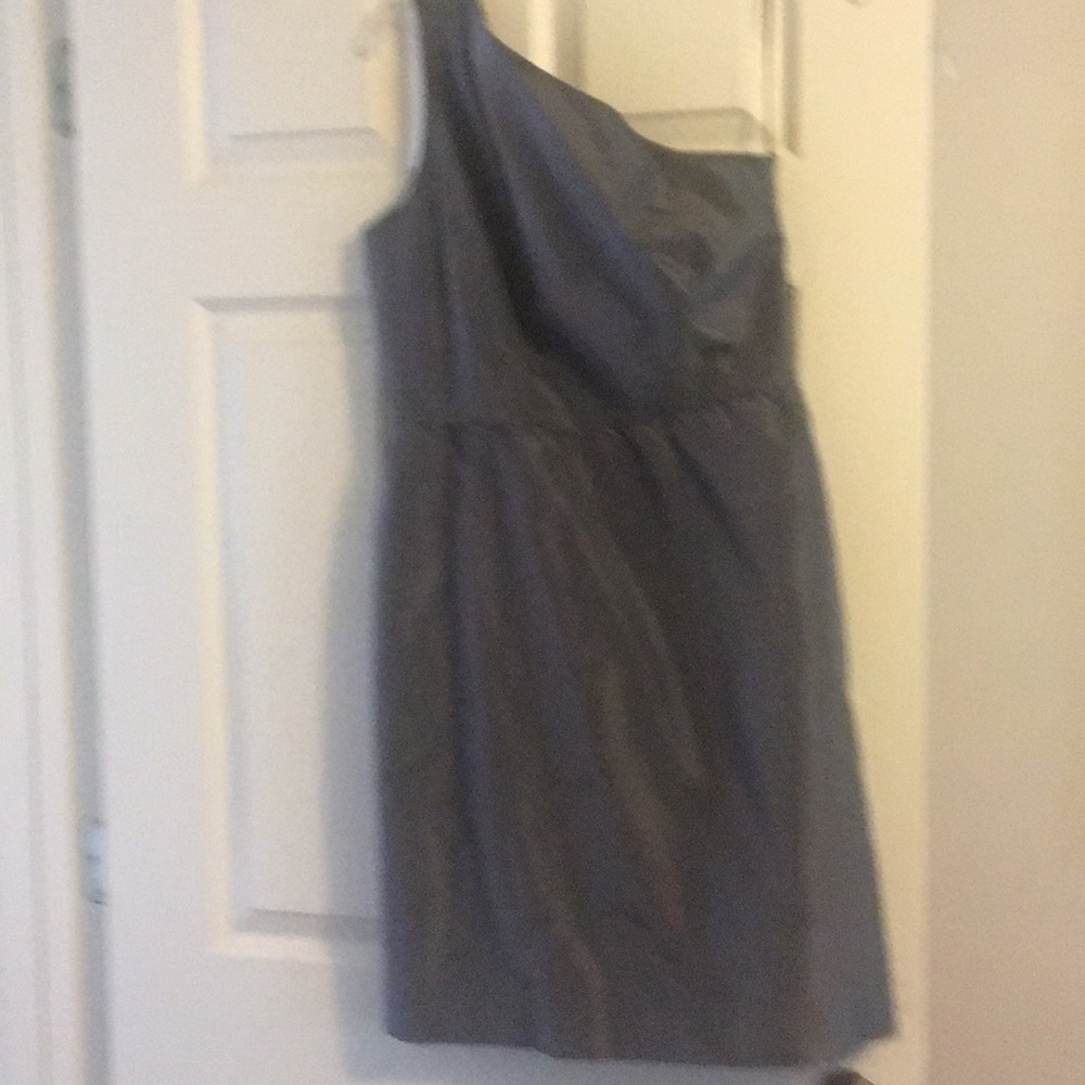 J crew cocktail dress off shoulder gray